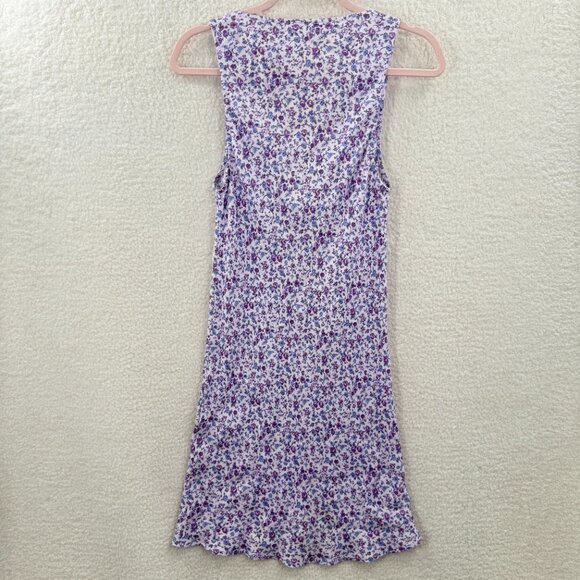Reformation Calix Mini Dress is Muse Purple Floral Girly V Neckline Dress Size M - Picture 2 of 14